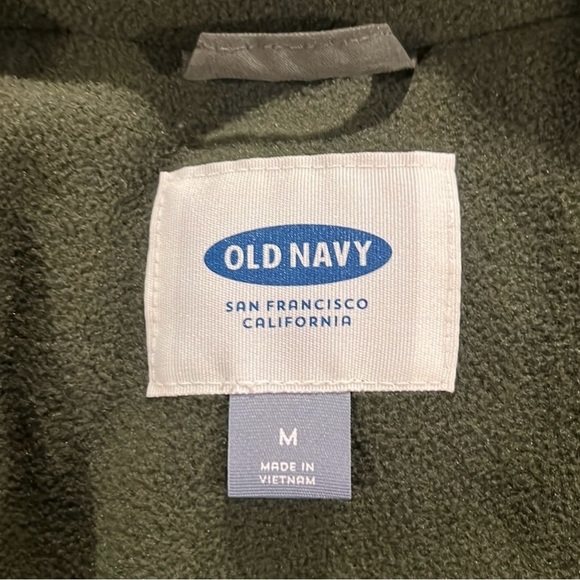 Old Navy olive green parka coat with black faux fur trim hood size size Small - Picture 10 of 13